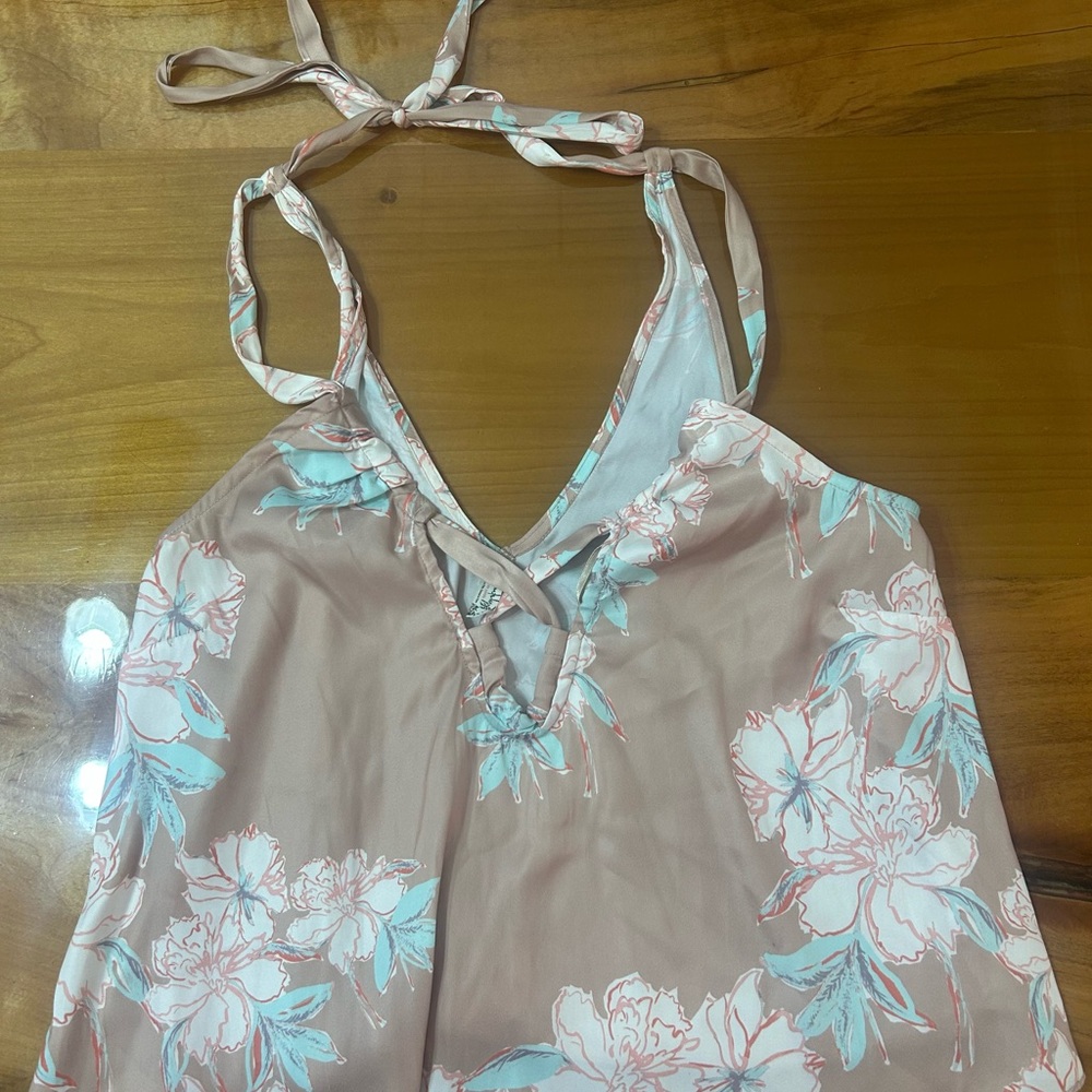 Free People Pink and Blue Floral Top